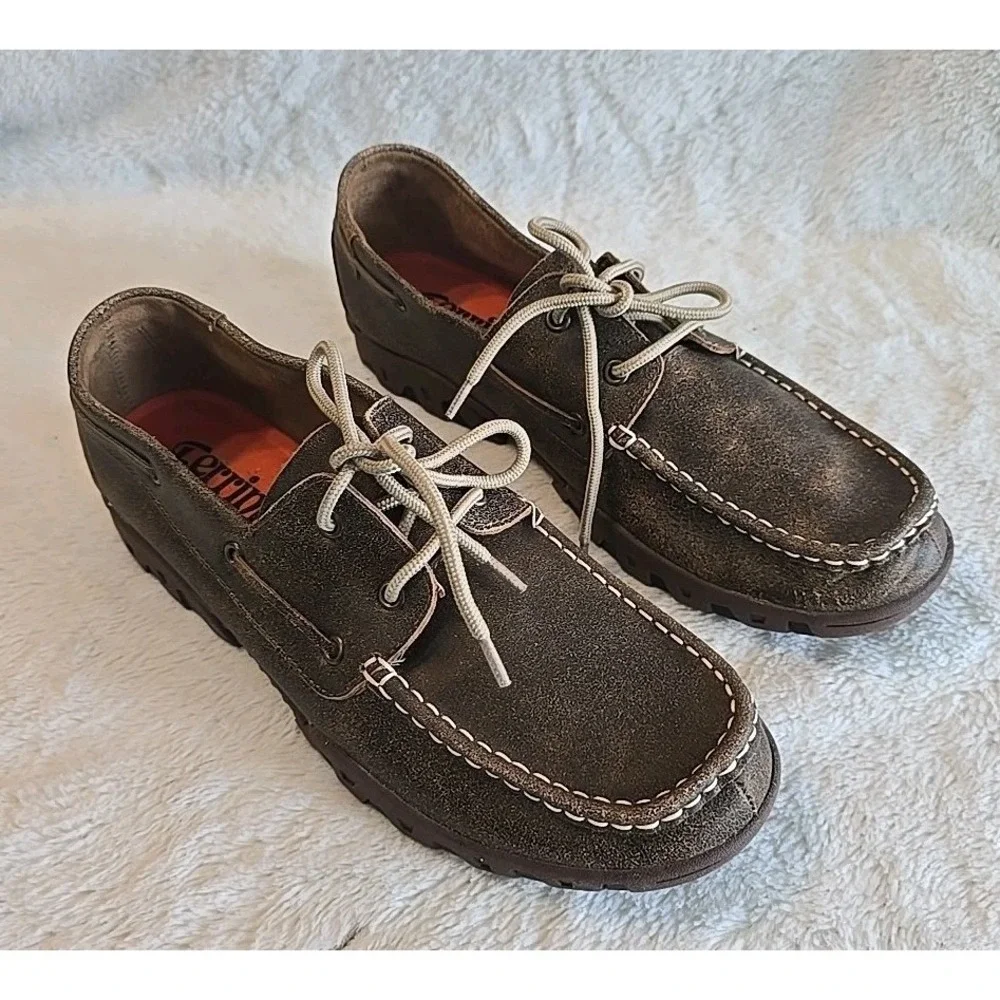 Ferrari Men's Loafers Moccasins‎ Shoes Brown Size 11 D Lace-up Leather